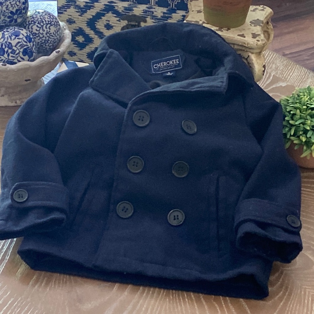 Little Boy Fleece Navy Blue Peacoat Dress Coat  Size 4